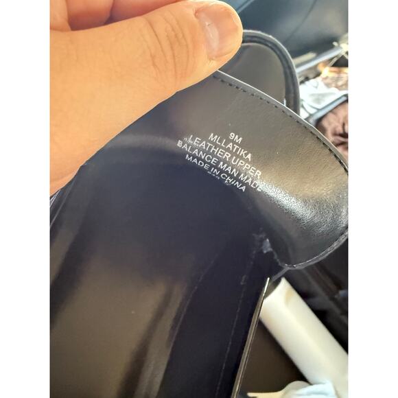 Black Leather Marc Fisher Latika Lug Sole Platform Loafers-9 - Picture 8 of 8